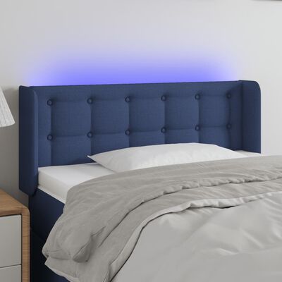 vidaXL Galvūgalis su LED, mėlynos spalvos, 103x16x78/88cm, audinys