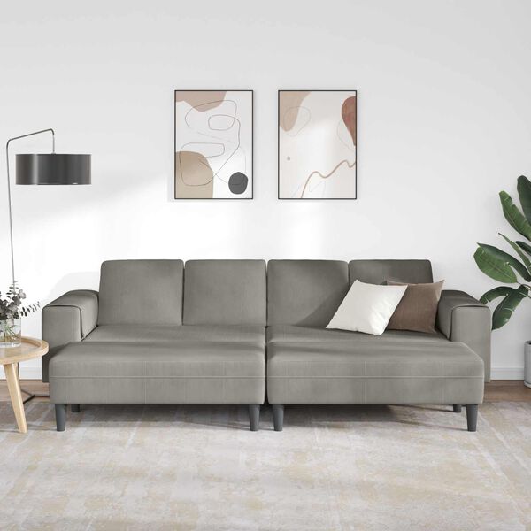 vidaXL Sofa &Scaron;viesiai pilka 250 x 188 x 76 cm Kordūrinis audinys
