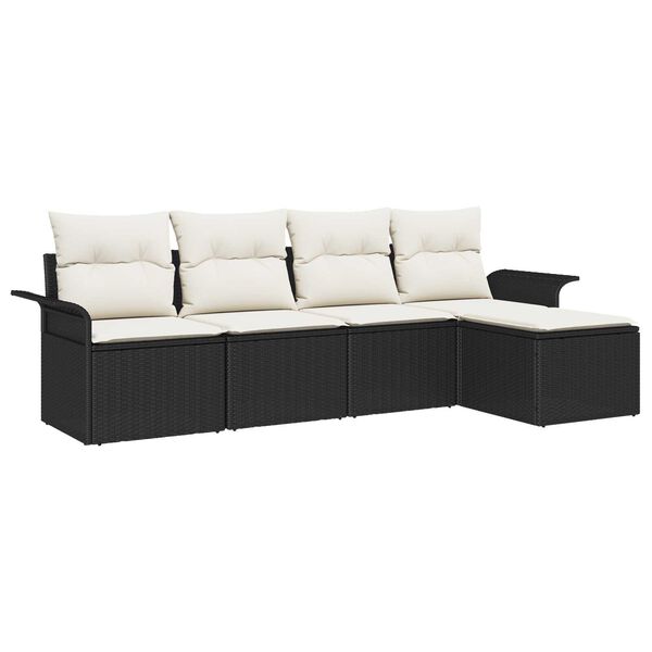 vidaXL Lauko sofa su pagalve 5 pcs Juoda poliratanas