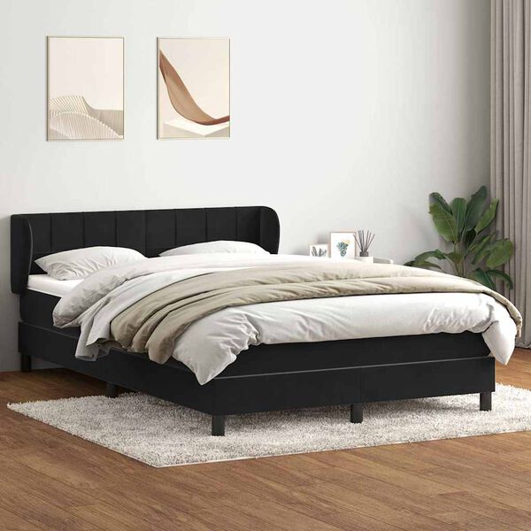 vidaXL Box Spring Lova su čiužiniu Juodas 140x220 cm aksomas
