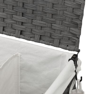 vidaXL Skalbinių krepšys su ratukais, pilkas, 60x35x60,5cm, ratanas