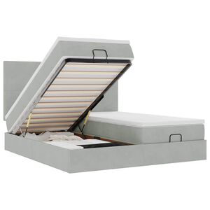 vidaXL Osmanų lovos rėmas su čiužiniais, pilkas, 160x200cm, aksomas