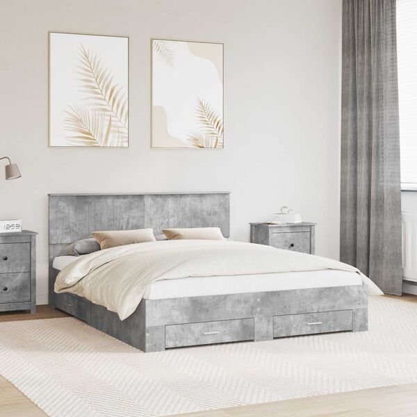 vidaXL Lovos rėmas Betono pilka 160 x 200 cm Apdirbta mediena