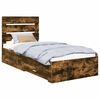 vidaXL Lovos rėmas su stalčių Rūkyto ąžuolo ir sidabro 75 x 190 cm