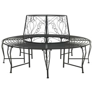 vidaXL Medžio suolelis 8-Vietų skaičius &Oslash; 160 x 89 cm Plienas Juoda