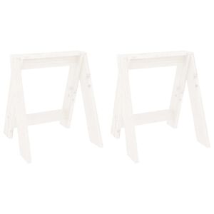 vidaXL Taburetės, 2vnt., baltos, 40x40x45cm, pu&scaron;ies medienos masyvas