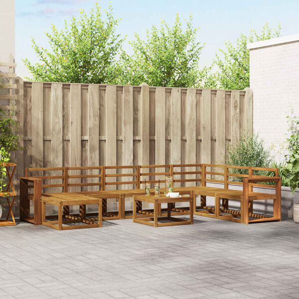 vidaXL Lauko sofos komplektas 9 pcs Natūrali Kietos akacijos mediena