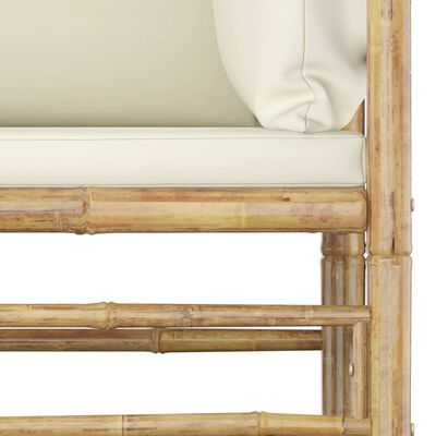 vidaXL Sodo komplektas su kreminėmis pagalvėmis, 4 dalių, bambukas