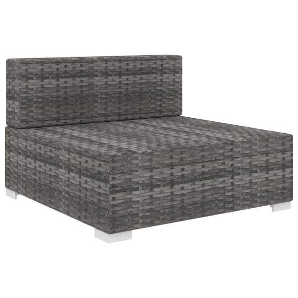 vidaXL Vidurinė sekcinė sofa su pagalvėle, 1vnt., pilka, poliratanas