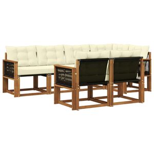 vidaXL Lauko sofos komplektas su pagalve 7 pcs Natūralus ir grietinėlė