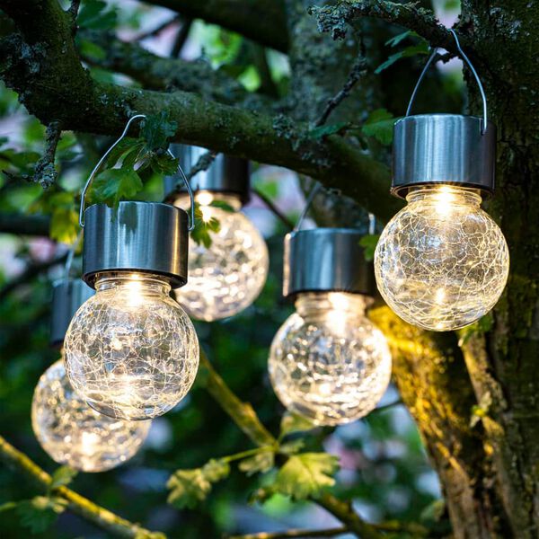 HI Saulės energija įkraunami LED &scaron;viestuvai, 5vnt., stiklas