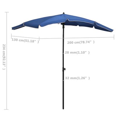 vidaXL Sodo skėtis nuo saulės su stulpu, tamsiai mėlynas, 200x130cm