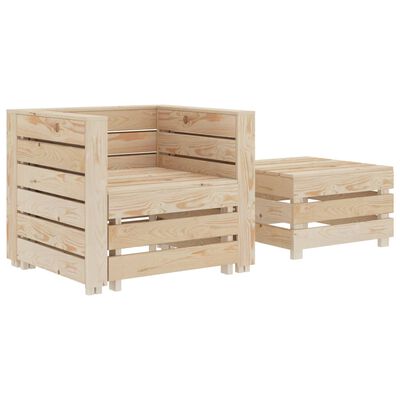 vidaXL Sodo poilsio baldų komplektas iš palečių, 2 dalių, mediena