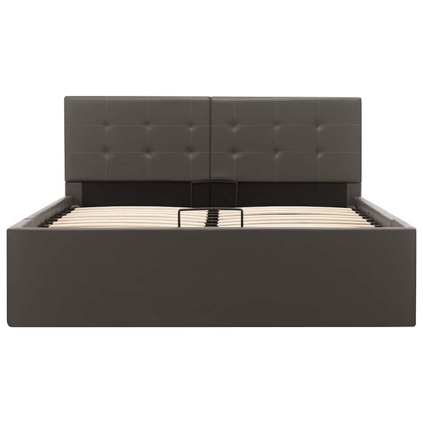 vidaXL Lovos rėmas su daiktadėže, pilkas, 120x200cm, dirbtinė oda