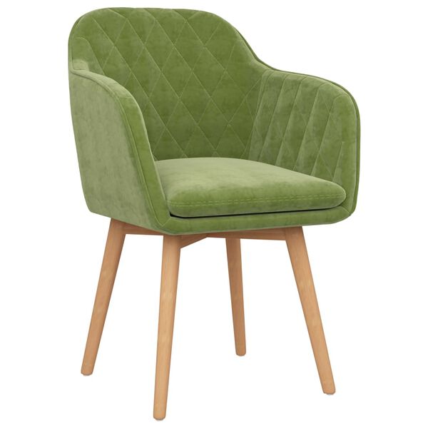 vidaXL Valgomojo kėdės, 6vnt., šviesiai žalios, aksomas (3x289419)