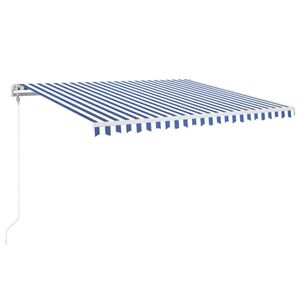 vidaXL Automatinė i&scaron;traukiama markizė, mėlyna ir balta, 450x350cm