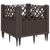 vidaXL Sodo lovelis su kuoliukais, rudas, 43,5x43,5x43,5cm, PP