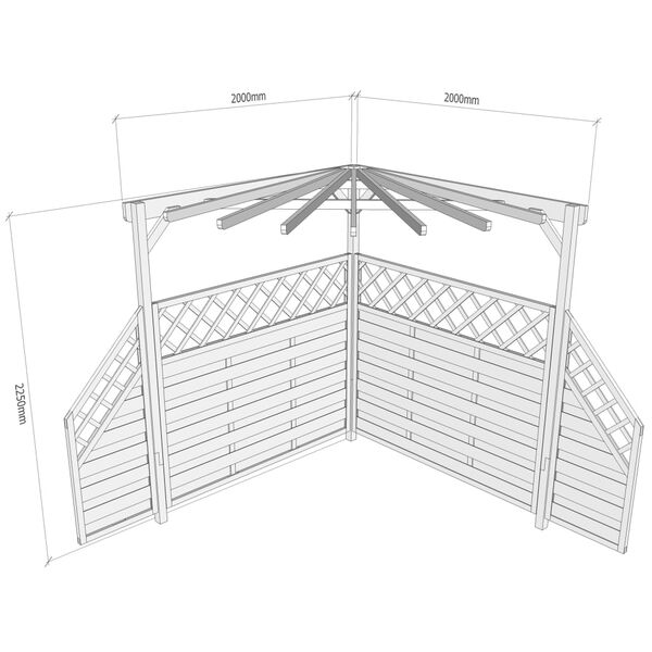 vidaXL Sodo pergolė, 256x256x225 cm, impregnuota pu&scaron;ies mediena
