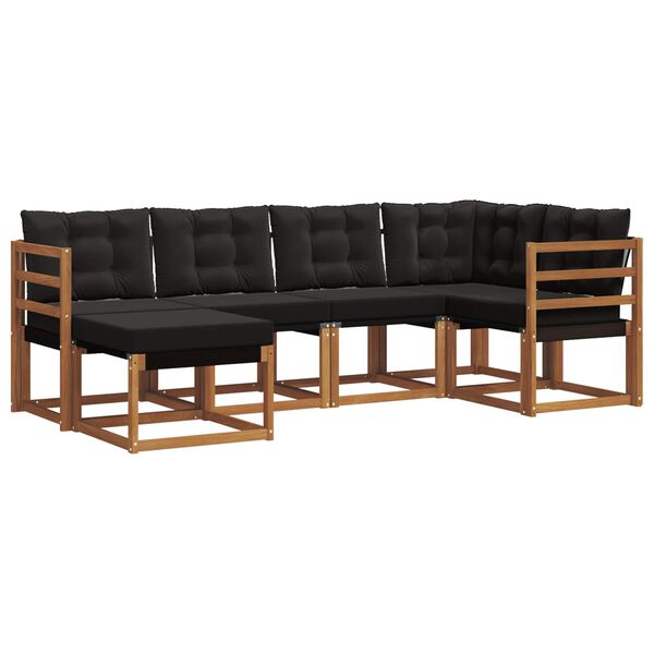 vidaXL Lauko sofos komplektas su pagalve 6 pcs Natūrali ir juoda
