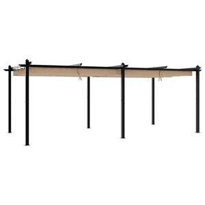 vidaXL Sodo pavėsinė su i&scaron;traukiamu stogu, taupe, 3x6m, aliuminis