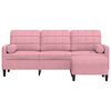 vidaXL Trivietė sofa su pakoja, rožinės spalvos, 180cm, aksomas
