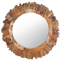 vidaXL Sieninis veidrodis, 60cm, tikmedžio mediena, apskritas