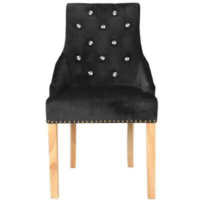 vidaXL Valgomojo kėdės, 2vnt., juodos, ąžuolo masyvas ir aksomas