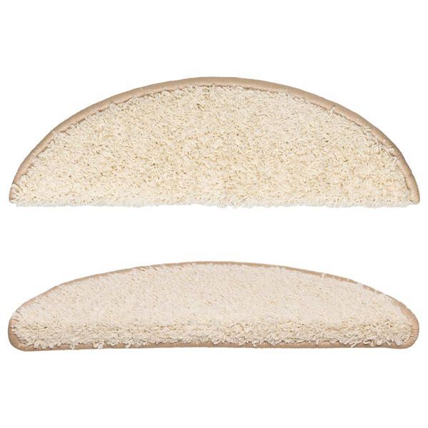 vidaXL Laiptų kilimėliai, 10 vnt., 56x17x3 cm, kreminės spalvos, pusapvaliai