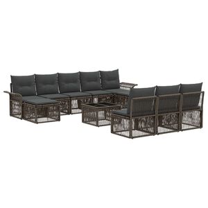 vidaXL Sodo Sofų Rinkinys 11 pcs Pilka poliratanas