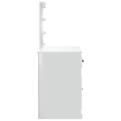 vidaXL Kosmetinis staliukas su LED lemputėmis, baltas, 90x42x132,5cm