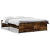 vidaXL Lovos rėmas, dūminio ąžuolo, 135x190cm, mediena ir metalas