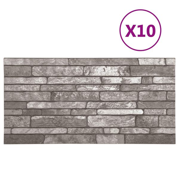 vidaXL Sienų plok&scaron;tės 10 pcs Tamsiai pilka 100 x 50 cm EPS putos