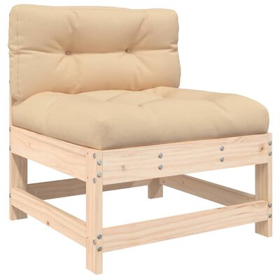vidaXL Vidurinė sofos dalis su pagalvėlėmis, pušies medienos masyvas