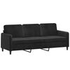vidaXL Trivietė sofa, juodos spalvos, 180cm, aksomas