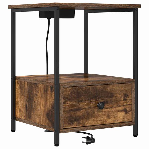 vidaXL &Scaron;alia lovos spintelė su stalčių Rūkyta ąžuolas 42 x 41 x 56 cm