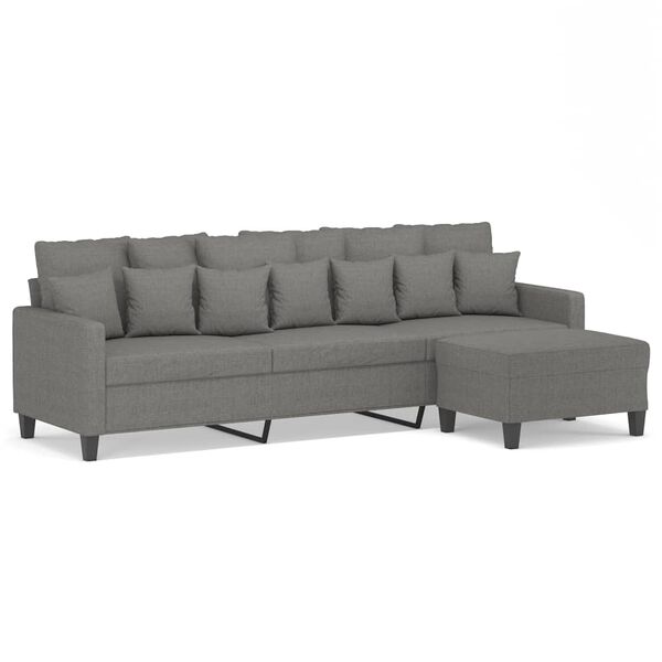 vidaXL Trivietė sofa su pakoja, tamsiai pilkos spalvos, 210cm, audinys