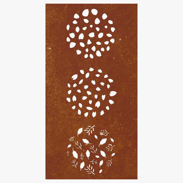 vidaXL Sodo sienos dekoracija, 105x55cm, corten plienas, lapų dizaino