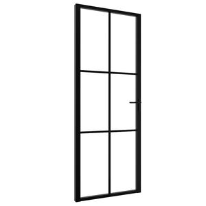 vidaXL Vidaus durys, juodos, 76x201,5cm, ESG stiklas ir aliuminis