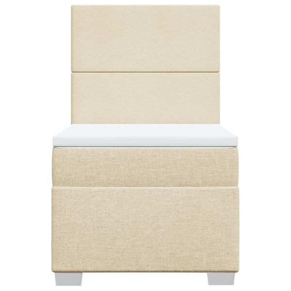 vidaXL Lova su spyruoklėmis ir čiužiniu, kreminė, 100x200cm, audinys