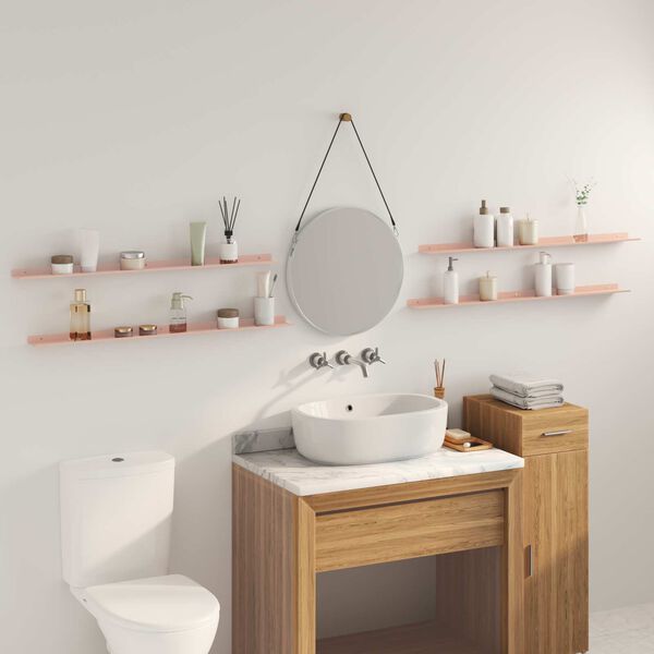 vidaXL Plūduriuojanti lentyna 4 pcs Rožinė 100 x 9 x 2,5 cm Plienas