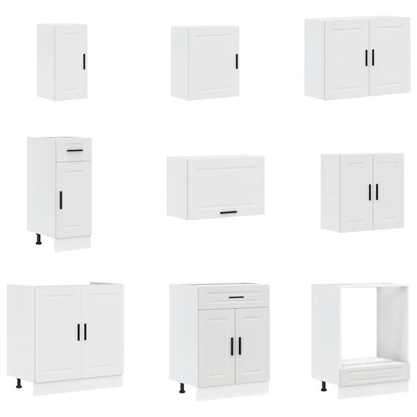 vidaXL Virtuvinių spintelių komplektas, 14 dalių, Porto, balta
