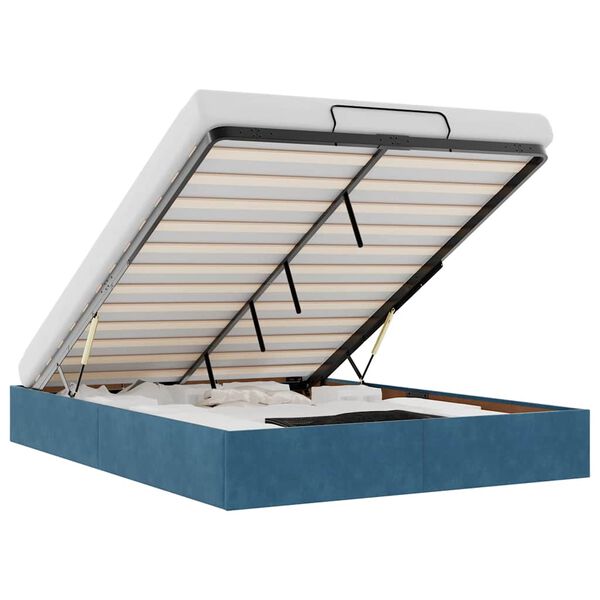 vidaXL Osmanų lovos rėmas be čiužinio Tamsiai mėlynas 140x190cm Velvet