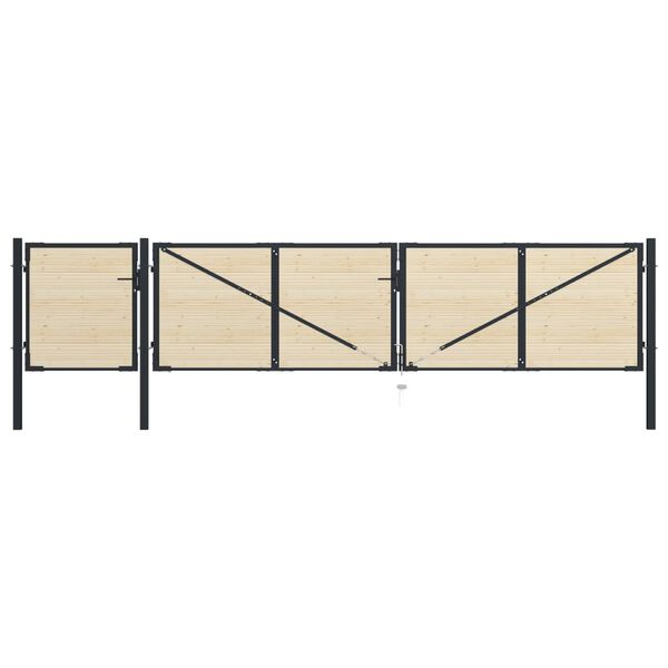 vidaXL Vartai, 513x150cm, plienas ir eglės mediena (144598+146553)