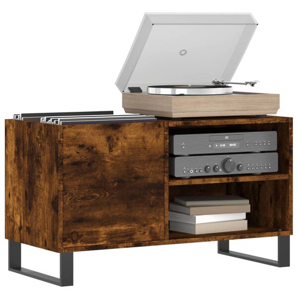 vidaXL Vinilinių plokštelių spintelė, dūminė, 85x38x48cm, mediena