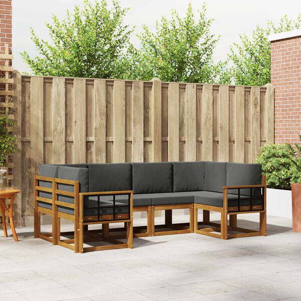 vidaXL Lauko sofos komplektas su pagalve 6 pcs Natūralus ir antracitas