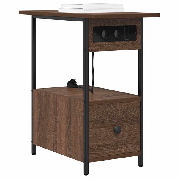 vidaXL &Scaron;alia lovos spintelė su stalčių Rudas ąžuolas 60 x 30 x 61 cm