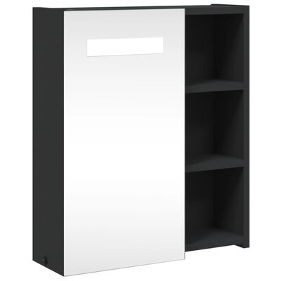 vidaXL Veidrodinė vonios kambario spintelė su LED, juoda, 45x13x52cm