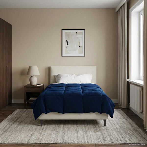 vidaXL Vasaros antklodė Tamsiai mėlyna 135 x 200 cm Mikropluo&scaron;tas