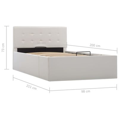 vidaXL Lovos rėmas su daiktadėže, baltas, 90x200cm, dirbtinė oda