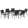 vidaXL Sodo valgomojo komplektas 7 pcs Juoda PE ratanas
